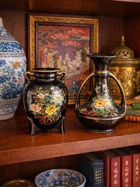 Vintage Tashiro Shoten Japanese Hand-painted Vases